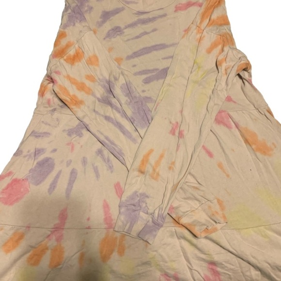 Wild Fable Long-sleeve Babydoll Dress Cream Pastel Tie-Dye Crewneck size XL - Picture 2 of 4
